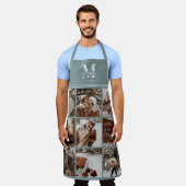 Tablier Photo de famille moderne Sage Green Collage | Mono (Porté)