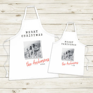 Tablier Photo de famille vintage de Noël minimale moderne