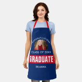 Tablier Photo de graduation en bleu rouge et marine (Porté)