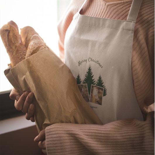 Tablier Photo de Noël bois rustique