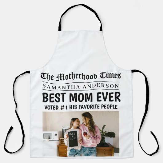 Tablier Photo du titre du journal personnalisé "Best Mom E (Recto)