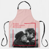 Tablier Photo moderne | Cadeau de Valentines Rouge et Rose (Recto)