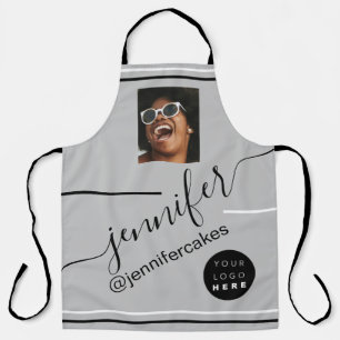 Tablier Photo personnalisée Logo Café Boutique Gray Crème