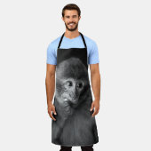 TABLIER PHOTOGRAPHIE DE SINGE NOIR À PEU PRÈS CONCENTRÉE (Porté)