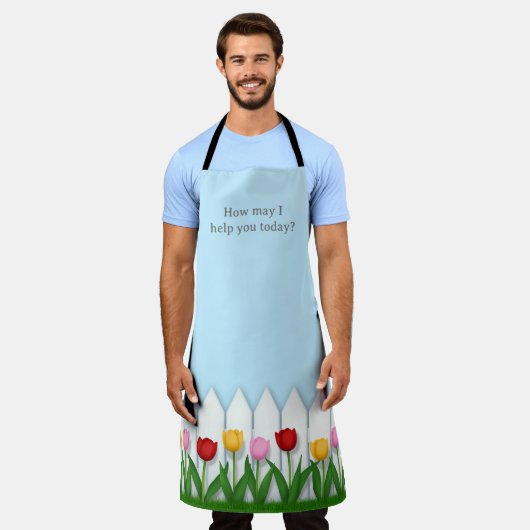 Tablier Picket Blanc Fleur Jardin Grand (Porté)