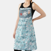 Tablier Pickleball Joie Noël Blue White Reindeer (Insitu)