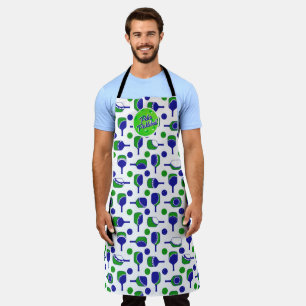 Tablier Pickleball Paddles Balls Blue Green Personnalisé