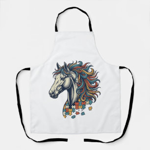 Tablier Pièce de puzzle de cheval coloré T-Shirt gravure v