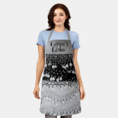 Tablier Pièces de parties scintillant Noir et argent Perso (Porté)