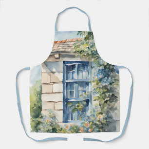 Tablier Pierre Bleu Fenêtre Mur Chaumière Vignes