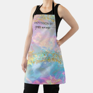 Tablier Pierre d'opale iridescente moderne script