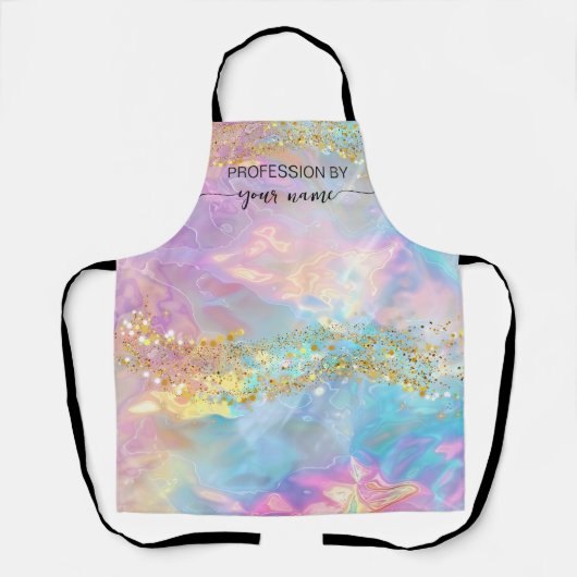 Tablier Pierre d'opale iridescente moderne script (Recto)