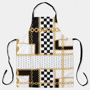 Tablier Pierres précieuses, chaînes d'or, motif sans soudu