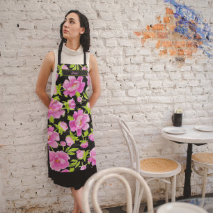 Tablier Pies roses Arrière - plan noir