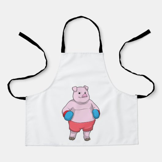 Tablier Pig at Boxing with Boxing gloves (Recto)