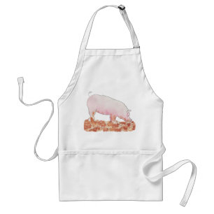 Tablier Pig in Mud illustration Funny Quirky Farm Animal