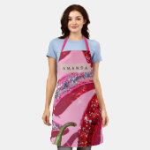 Tablier Piment Personnalisé Pailleté Rose Fuschia Brillant (Porté)
