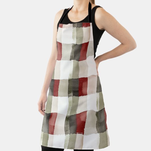 Tablier Pine Vert ivoire Rouge rayures (Insitu)