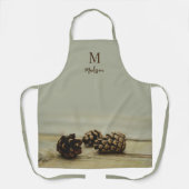 Tablier Pinecones d'automne rustiques Monogramme de style  (Recto)