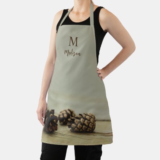 Tablier Pinecones d'automne rustiques Monogramme de style  (Insitu)