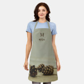 Tablier Pinecones d'automne rustiques Monogramme de style  (Porté)