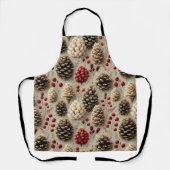 Tablier Pinecones d'hiver et baies rouges (Recto)