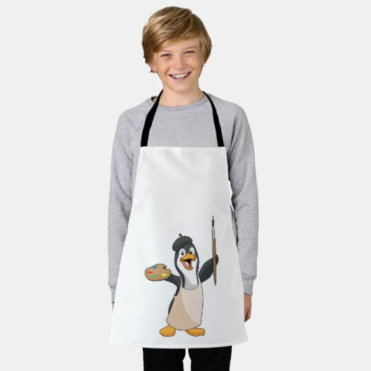 Tablier Pingouin as Painter with Paint brush & Colour (Porté)