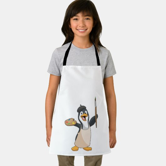 Tablier Pingouin as Painter with Paint brush & Colour (Insitu)