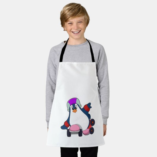 Tablier Pingouin comme Patineur Inline avec Patins Inline (Porté)