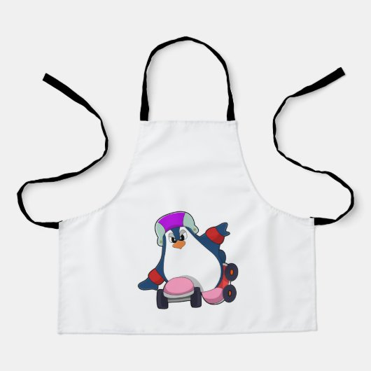 Tablier Pingouin comme Patineur Inline avec Patins Inline (Recto)