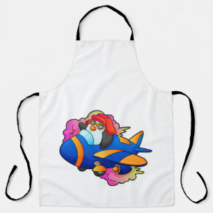Tablier Pingouin comme pilote avec avion