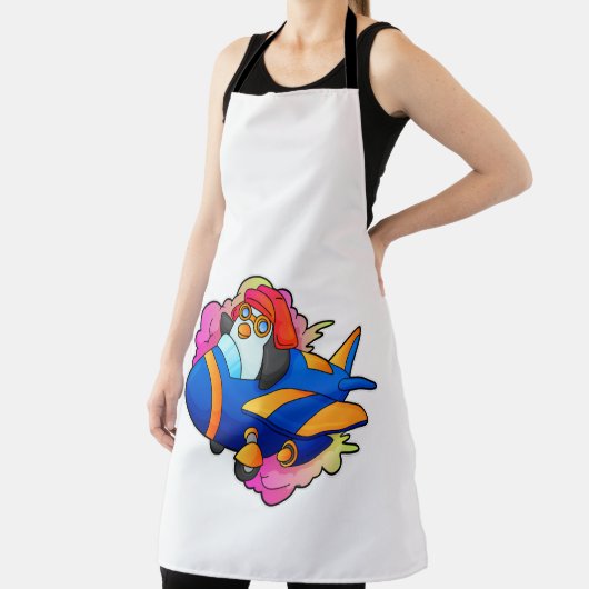 Tablier Pingouin comme pilote avec avion (Insitu)