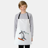 Tablier Pingouin comme Saut à ski avec Ski (Porté)