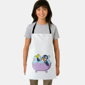 Tablier Pingouin dans la baignoire avec canard (Insitu)