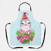 Tablier Pingouin de Noël mignon à Santa Hat (Recto)