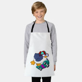 Tablier Pingouin en patinage avec skateboard (Porté)