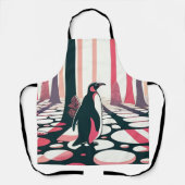 Tablier Pingouin en rose Saumon sombre magique Mystique (Recto)