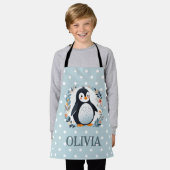 Tablier Pingouin et fleurs en caricature mignonne (Porté)