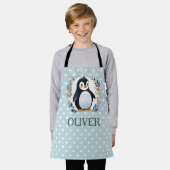 Tablier Pingouin et fleurs en caricature mignonne (Porté)