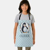 Tablier Pingouin et fleurs en caricature mignonne (Insitu)