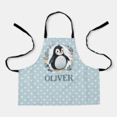 Tablier Pingouin et fleurs en caricature mignonne (Recto)