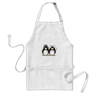 Tablier Pingouins de jeunes mariés