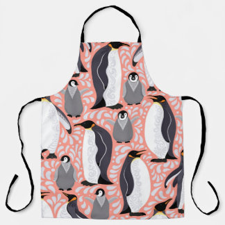 Tablier Pingouins empereurs et leurs petits sur un papier 