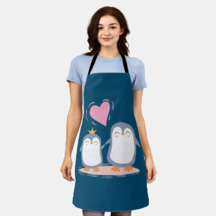 Tablier pingouins mignons amoureux
