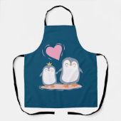 Tablier  pingouins mignons amoureux  (Recto)