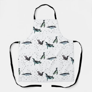 Tablier Pingouins mousseux sur toute la surface d'impressi