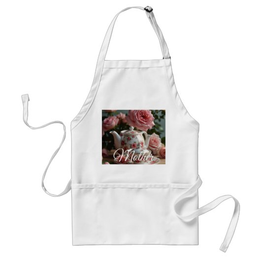 Tablier Pink Cabbage Rose Tea Apron (Devant)