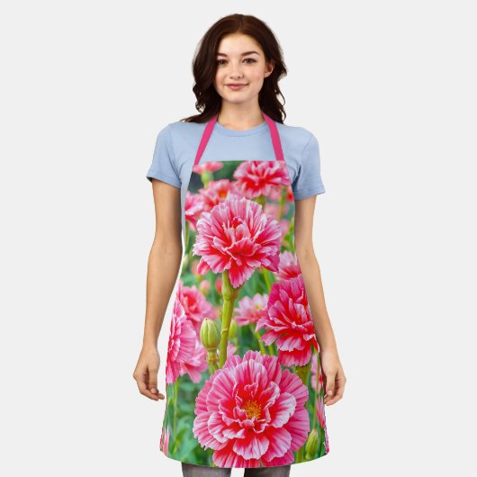 Tablier Pink Carnations Apron (Porté)