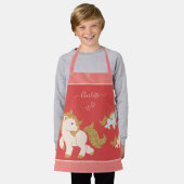 Tablier Pink Glitter Ponies with First Name Little Girl (Porté)