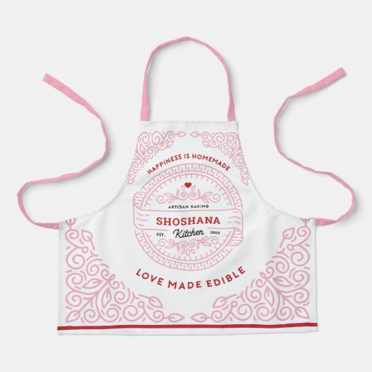 Tablier PINK Happy est fait maison ENFANTS Baking (Recto)